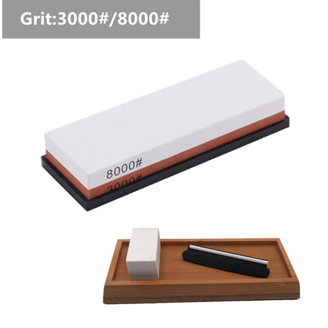 2-IN-1 Knife Sharpener Sharpening Stone Whetstone Scissors Sharpener System Grinding Wet Stone Honing Kitchen Tool: 3000 8000 set