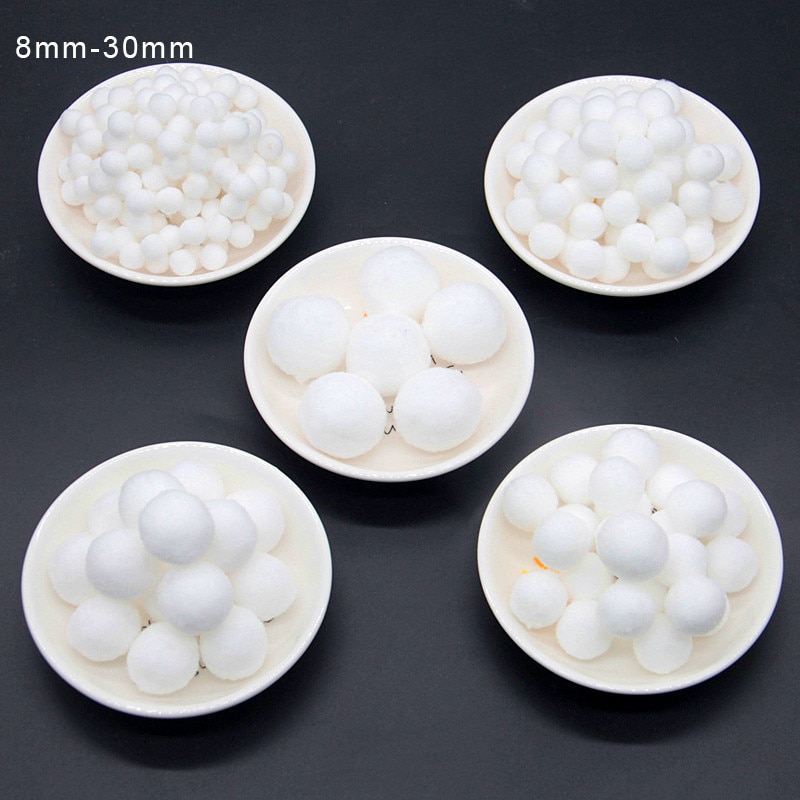 Pompones blancos de 8mm-30mm bolas de Pompones para DIY decoración del jardín del hogar del Partido de la boda ropa de costura niños manualidad de juguete suministros 20g