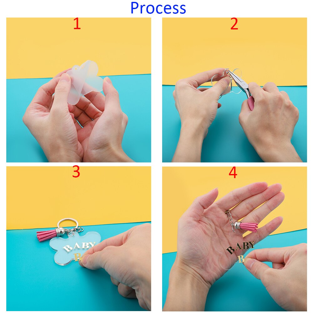 10Pcs/Lot Clear Acrylic Round Blank Keychain Pendants Heart Dog Bone Shape Discs Pet Hanging For DIY Jewelry Making Accessories