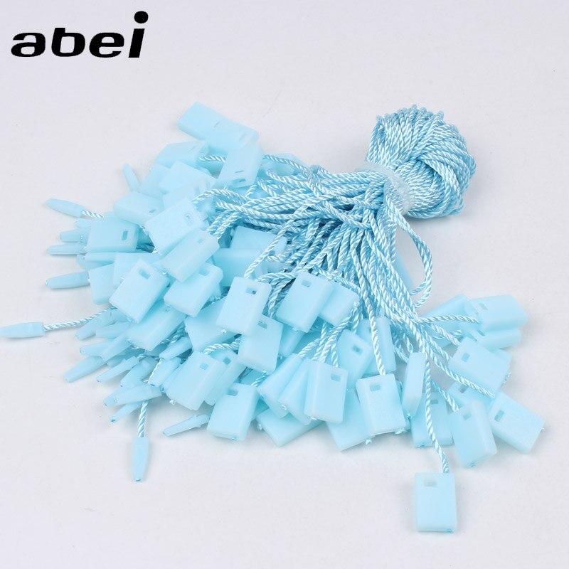 17cm 300pcs/lot Light Blue Clothing Paper Cards Hanger Lines Label Fasteners Loop Locks Garments Bags Accessories Supplier