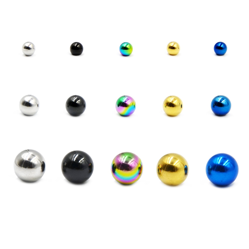 Showlove-10PCS Rvs Ronde Bal Vervanging Bead Lip Wenkbrauw Tong Oorbel Belly Piercing Sieraden 14g/16g