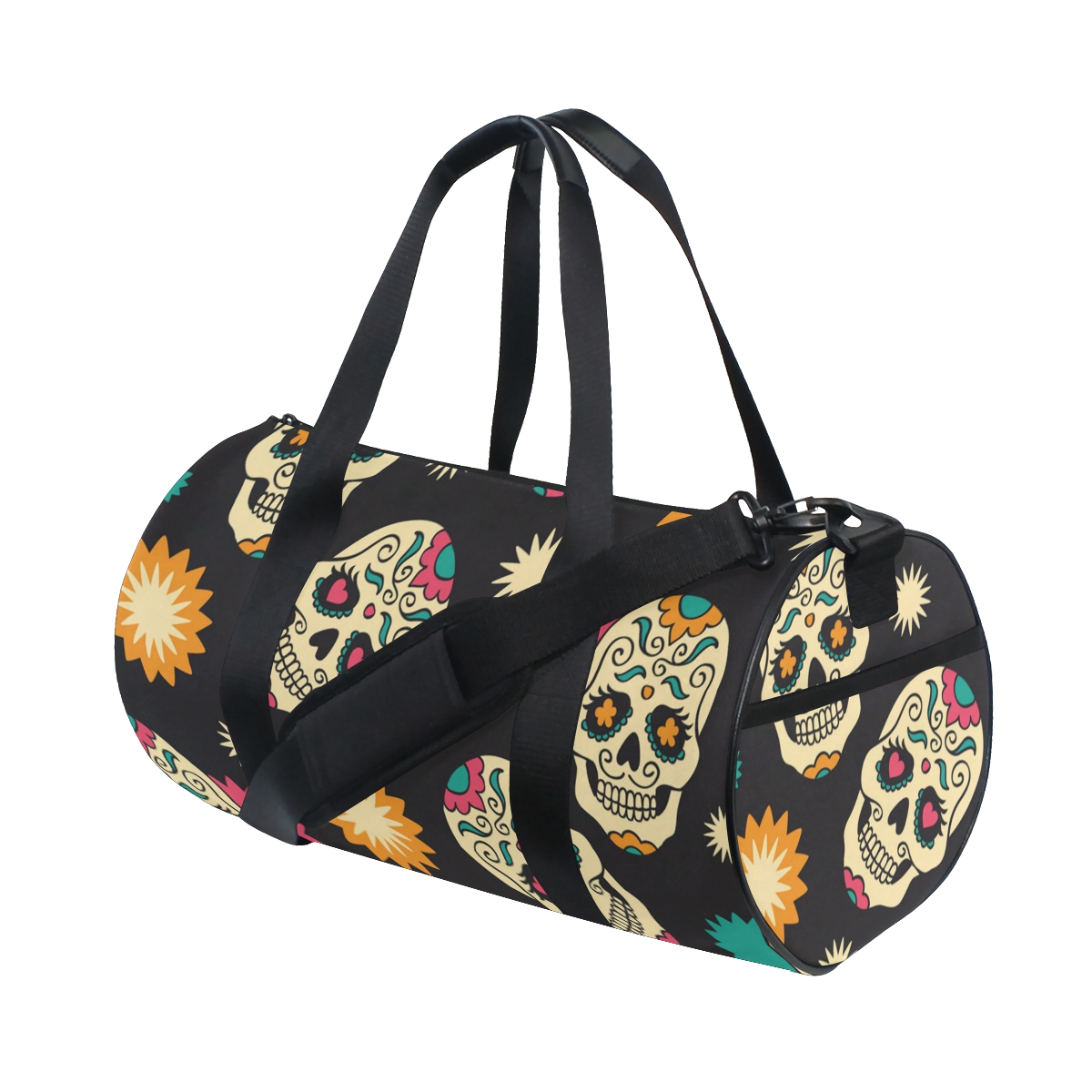 ALAZA Gym Travel Bag Sport Outdoor bags Skull Printing Canvas Women Large Pocket Casual Tote Handbag Shoulder Bag For Men: 14