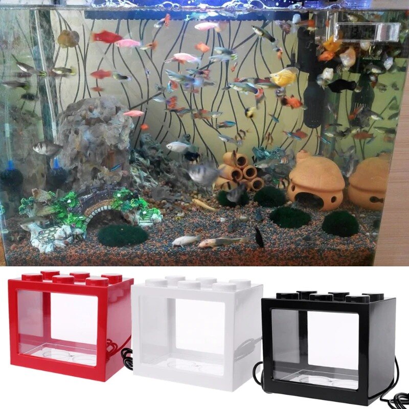 LAMPE À LED Lumière Poisson Betta Combats Cylindre USB Mini Réservoir De Poissons D'aquarium Avec