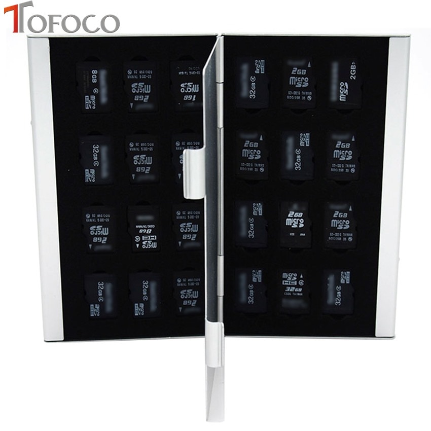TOFOCO Aluminium Memory Card Storage Case Box Houders Voor Micro SD Geheugenkaart 24TF Zilver/Zwart/Rode Kleur