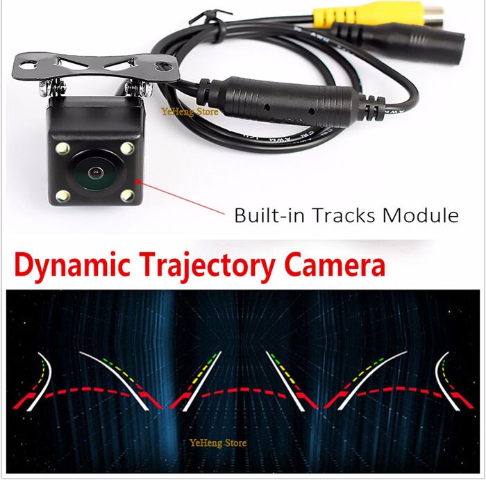 Dynamic Trajectory Track Reverse Backup Rear View Car Camera Best Night Vision HD Auto Moving Reversing Parking Line: 4 LED