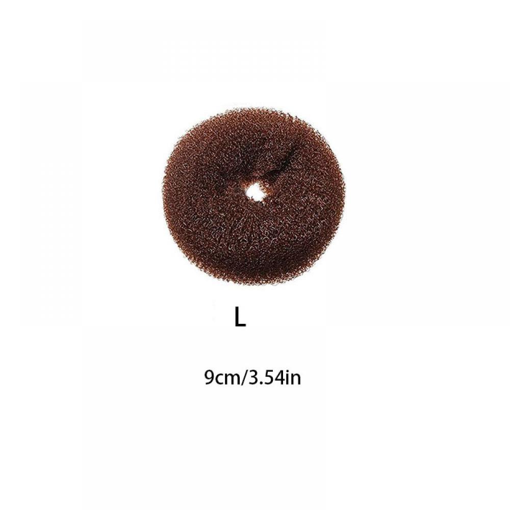 Anillo para el pelo de Donut para mujer, accesorios para el cabello, herramienta de peinado para mujer, accesorios para trenzar el cabello, tamaño completo S/M/L: Brown  L