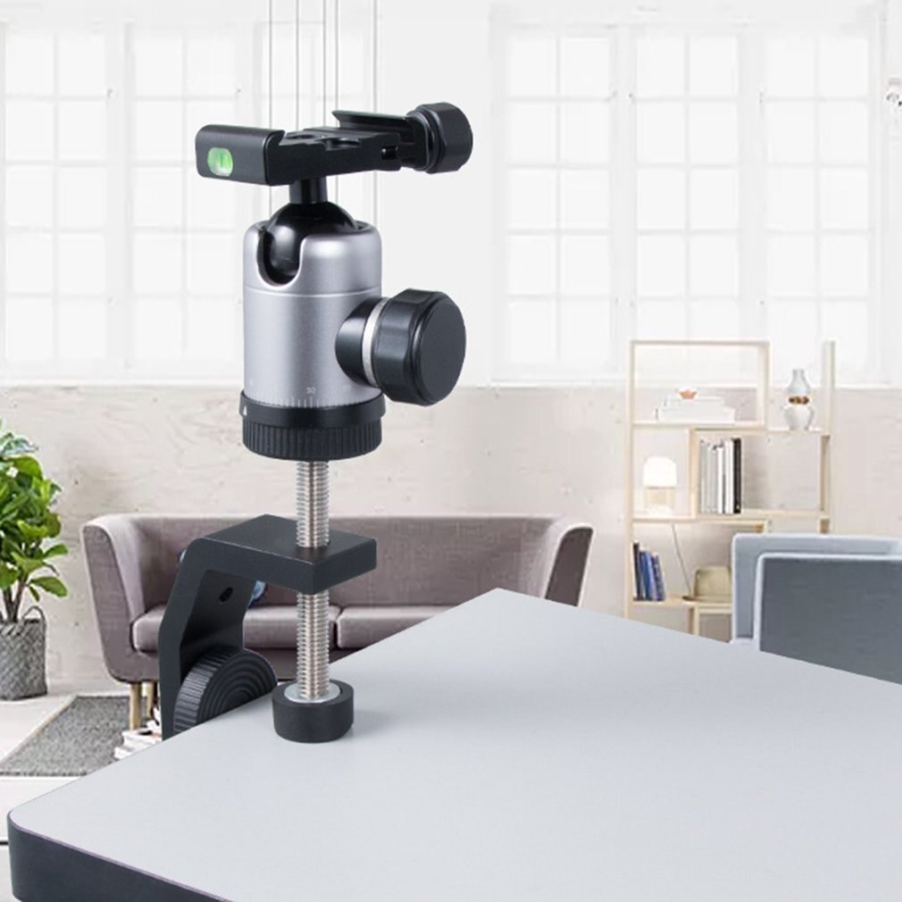 Desktop Universal Multifunction C-style Camera Screw Clamp + 360 Degree Mini Ball Head 1/4\" Screw Flash Speedlite Table Tripod