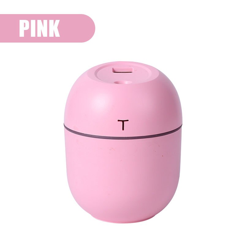 Mini humidificador de aire ultrasónico 200ML USB Copa deslumbrante difusor de aceites esenciales LED niebla que hace el humidificador purificador del hogar: Rosa