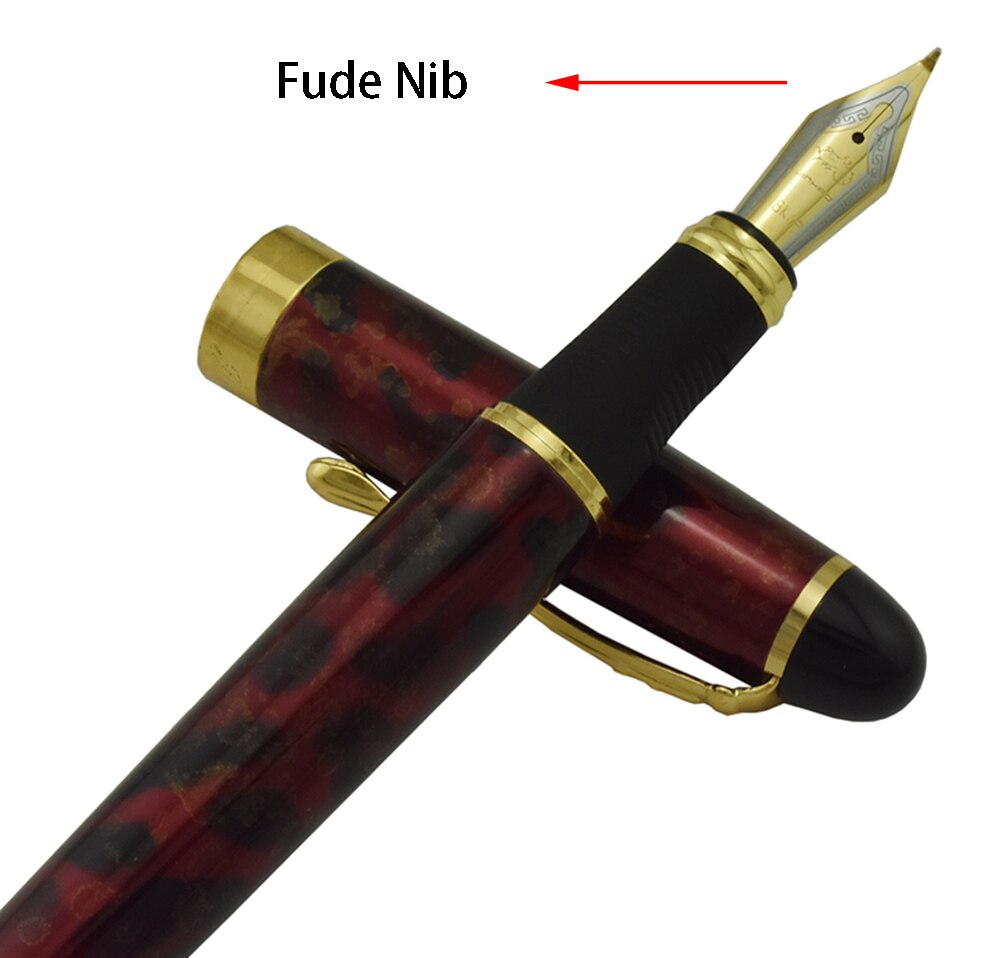 Jinhao X450 Metalen Kalligrafie Gebogen Nib Vulpen 450 Geavanceerde Klassieke Inkt Pen met Gouden Clip voor Kantoor School Thuis praktijken: Red Ice Flowers