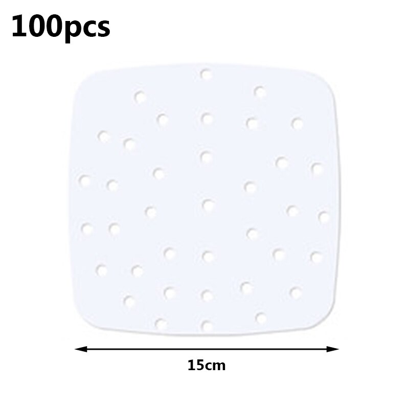 Feuilles de papier jetables pour friteuse à Air, 15CM, 18CM, 20CM, 23CM, ronds et carrés, papiers à huile, pâte de bois, ustensiles de cuisine, 6, 7, 8, 9 pouces: 100pcs 15cm 6inch D