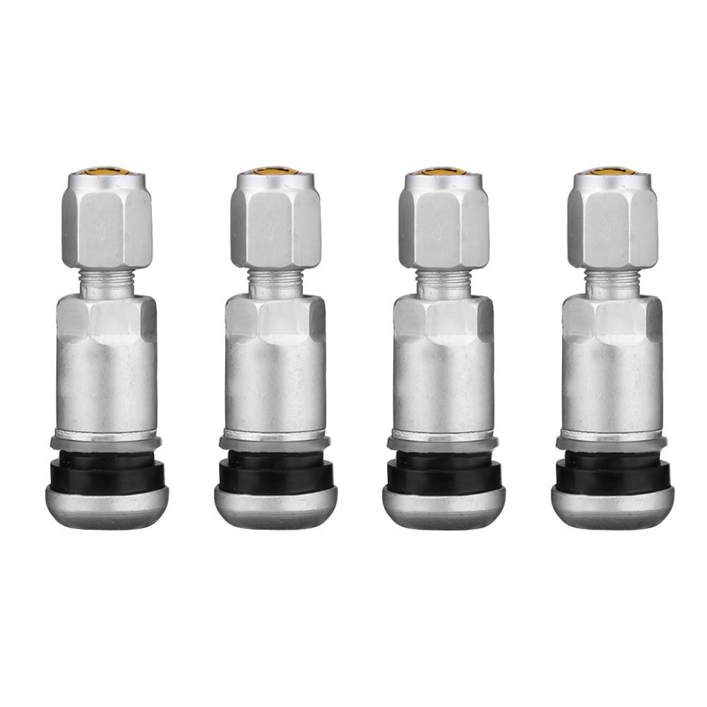 Válvula de rueda neumático sin tubo Universal de Metal para motocicleta de 4 uds, tapas de vástago de aleación de aluminio para neumáticos, vástagos de válvula de aire, accesorios para automóviles: Plata