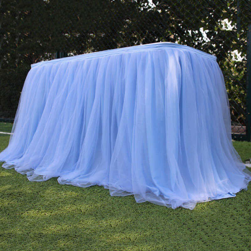 Tutu Tulle Tafel Rok Elastische Mesh Tulle Servies Tafelkleed Voor Bruiloft Tafel Decoratie Thuis Textiel Accessoires #1: Grijs