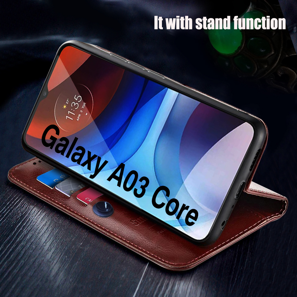 Custodia in pelle Flip book di lusso per Samsung Galaxy A03 Core Cover custodia Samsung A03 Core per Galaxy A 03 Core Cover morbida in TPU