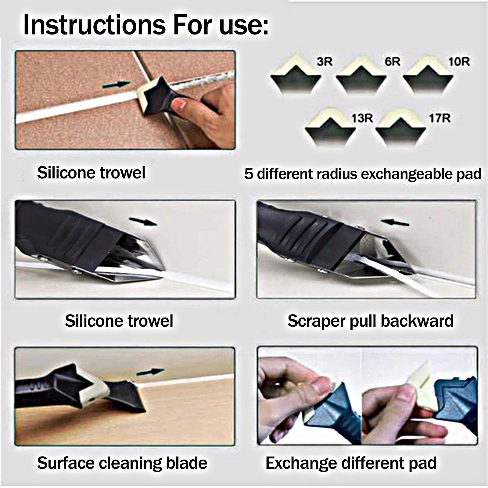 Caulk Remover Tile Grout Cleaner Plaster Trowel Trowel Finisher Stainless Steel Double Ended Blade Scraper Sealant Smoother