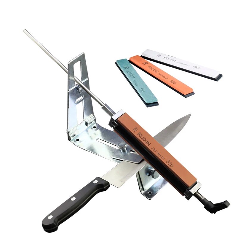 Knife Sharpener All stainless Steel Kitchen Sharpening Grinding System Tools Fix-angle With 4 Whetstone III