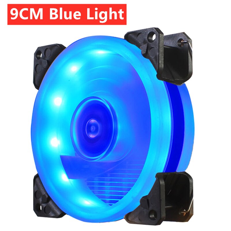 Ventilador de carcasa de ordenador, Enfriador de PC silencioso, RGB, LED, PWM, 4 pines, 9CM/12CM, 90MM / 120MM: 9CM Blue Light