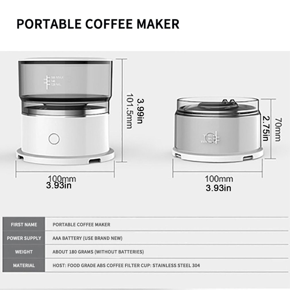 Household Battery Powered Portable Automatic Coffee Maker Handheld Drip Coffee Machine Companion Powder Coffee Maker