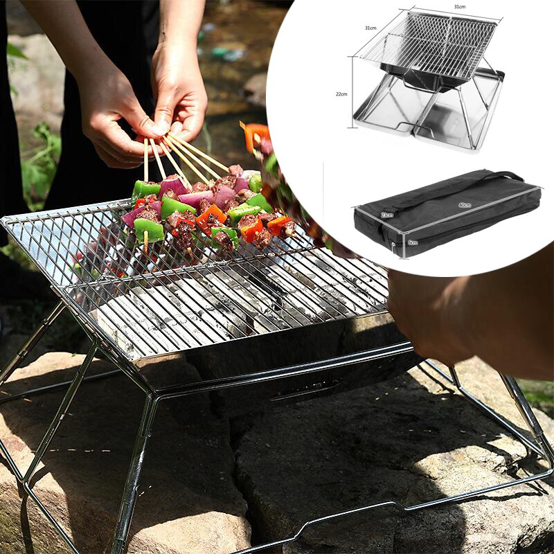 Tragbarer BBQ Grill - Edelstahl - Klappbar