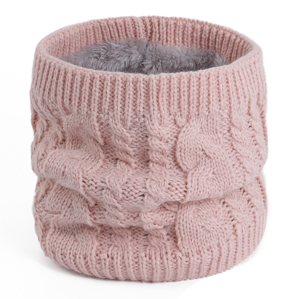 Vinterscarf för kvinnor twist ring scarf herr/kvinnor varm halsduk plus sammet tjock stickad haklappsbomull för att skydda halshaklappen: Rosa