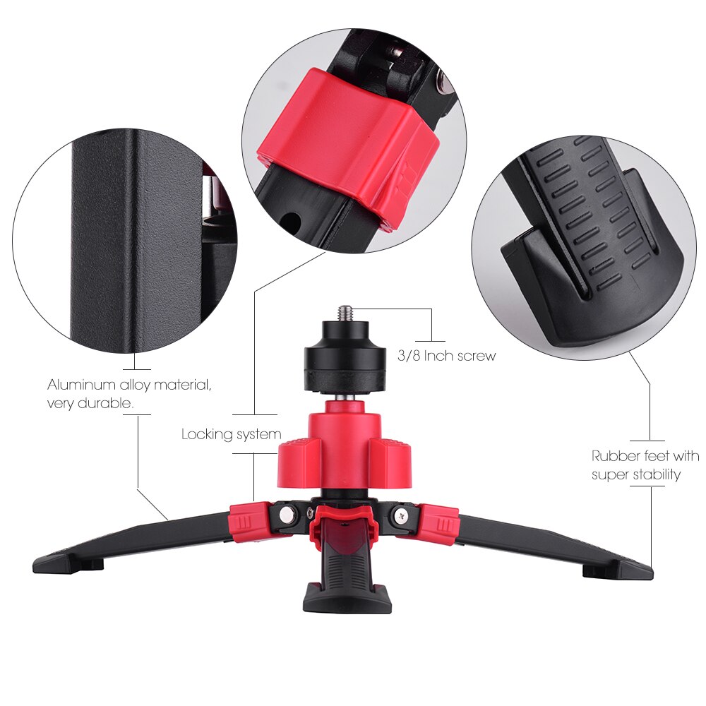 Photography Three Leg DSLR Camera Tripod Monopod Unipod Base Stand Holder Support with 3/8 Inch Screw for Tripod Fluid Ball Head