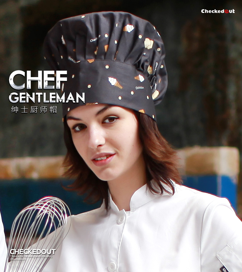 pur coton imprimé chef chapeau hommes réglable chef casquette femmes boulangerie accessoires: icecream pattern