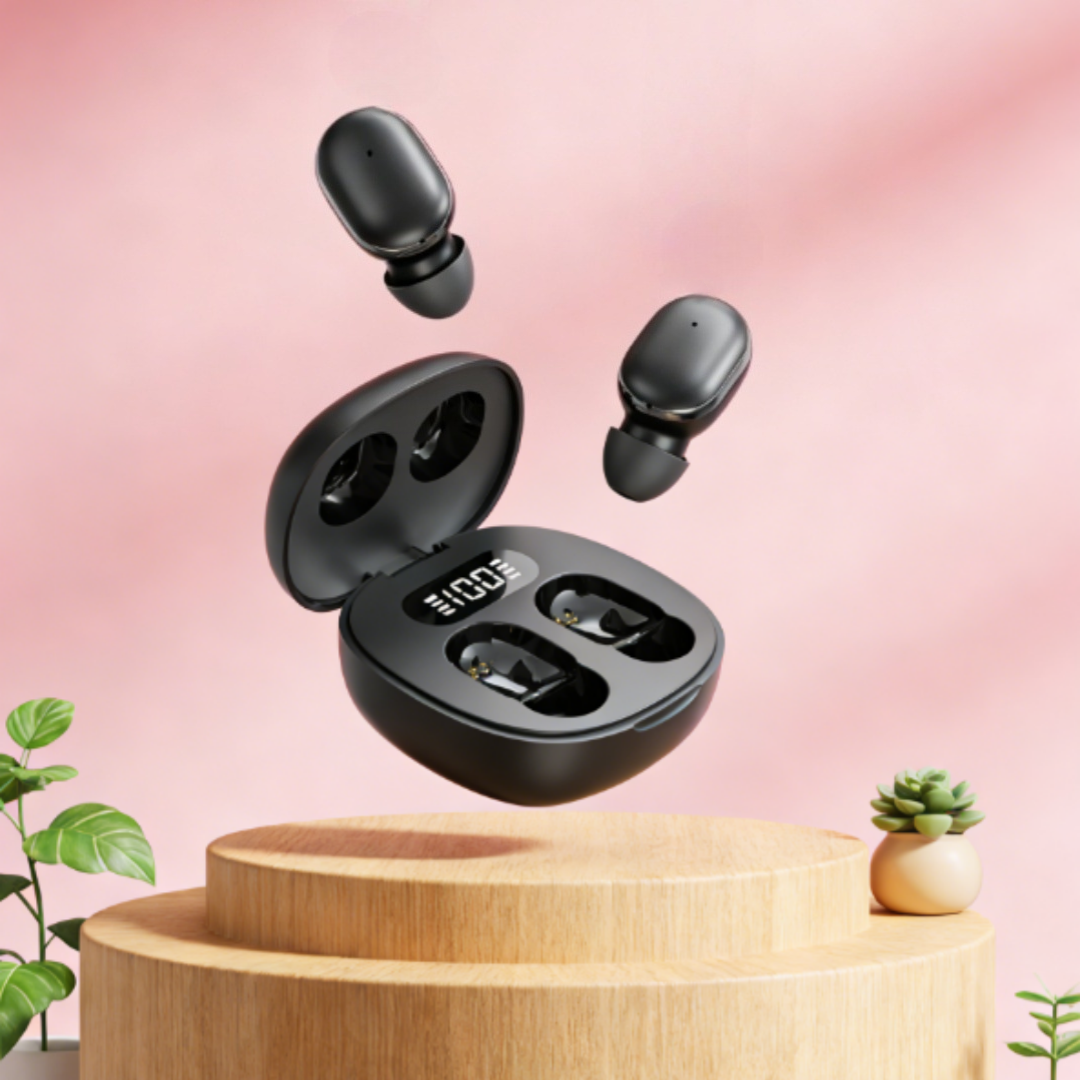 Auricolari Bluetooth Wireless TWS - Cuffie Trasparenti ENC - Display LED Potenza - Suono Stereo - Cancellazione Attiva del Rumore