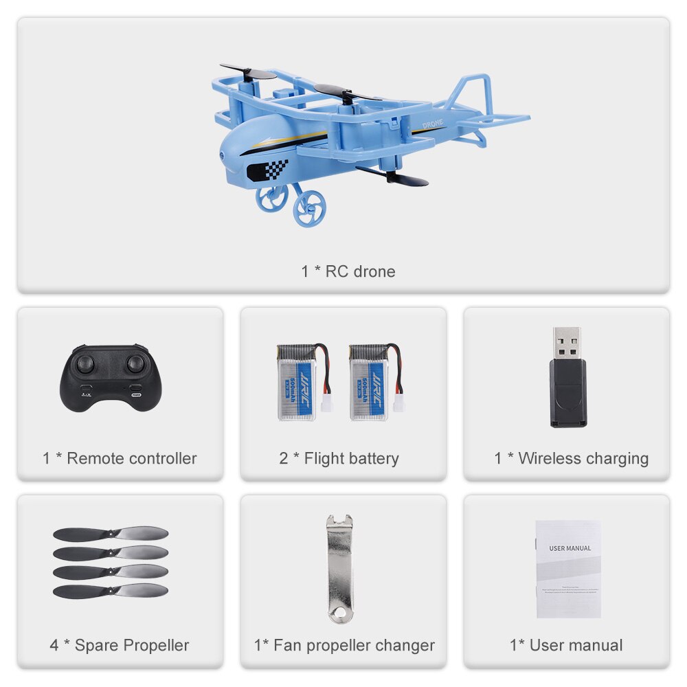 JJRC H95 RC Plane Mini Airplane Altitude Hold Function Auto Hover Headless Mode 360 Rotation One Button Takeoff Outdoor Toy: Blue 2B