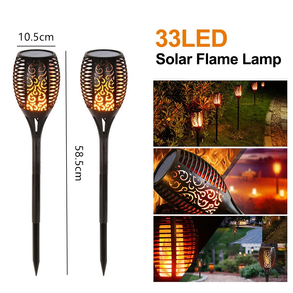 Led solar flamme fakkel lampe udendørs solar lamper til haveindretning lys flimrende lampe gårdhave balkon græsplæne sti spotlight