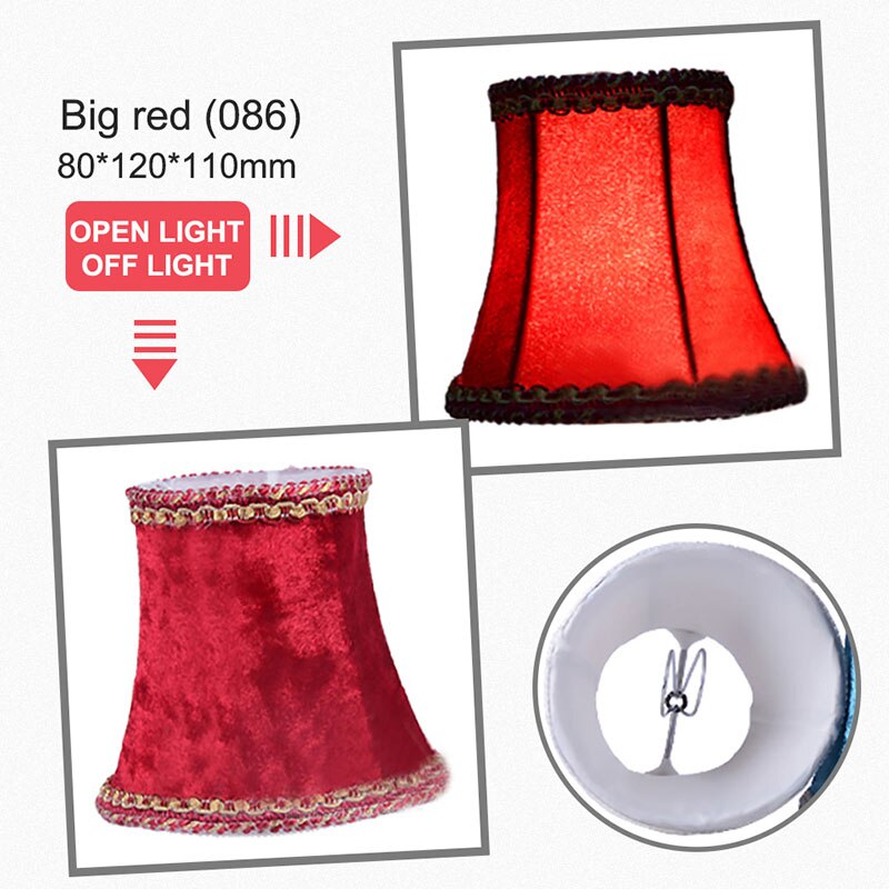 Art déco Lint abat-jour Style nordique lampe couverture pour E14 cristal lustre bougie lampe abat-jour pour chambre salon: Red
