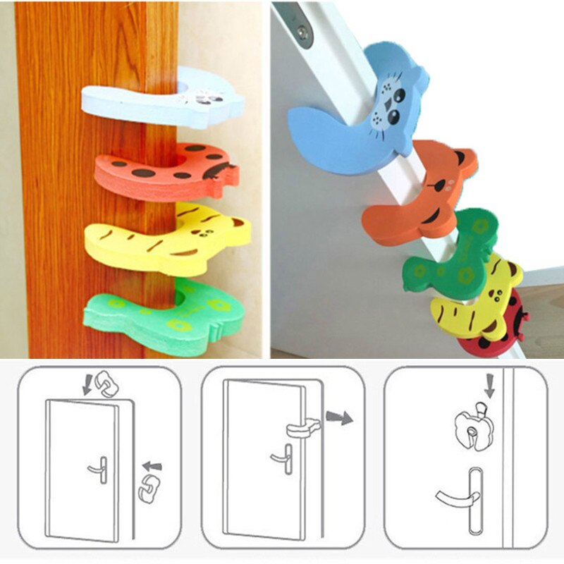3pcs Child Kids Safety Animal Door Clamp Pinch Hand Security Stopper EVA C Shape Clamp Pinch Hand Cute Cartoon Anti-pinch Tool
