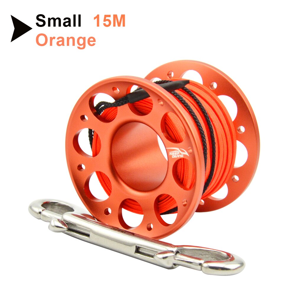 15m/30m Duiken Aluminium Spool Vinger Reel Met Rvs Diving Spool Finger Reeldouble Ended Haak Smb Apparatuur Cave Dive: Orange15M