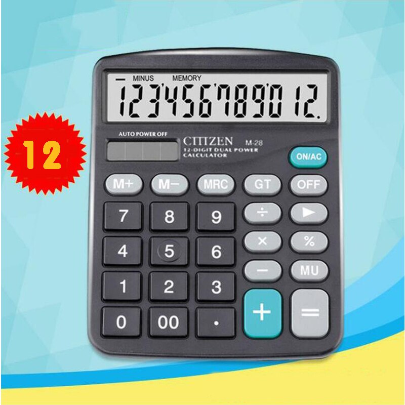 Calculadora Solar M28 de plástico Abs de doble potencia, Calculadora financiera de oficina con pantalla grande de 12 dígitos