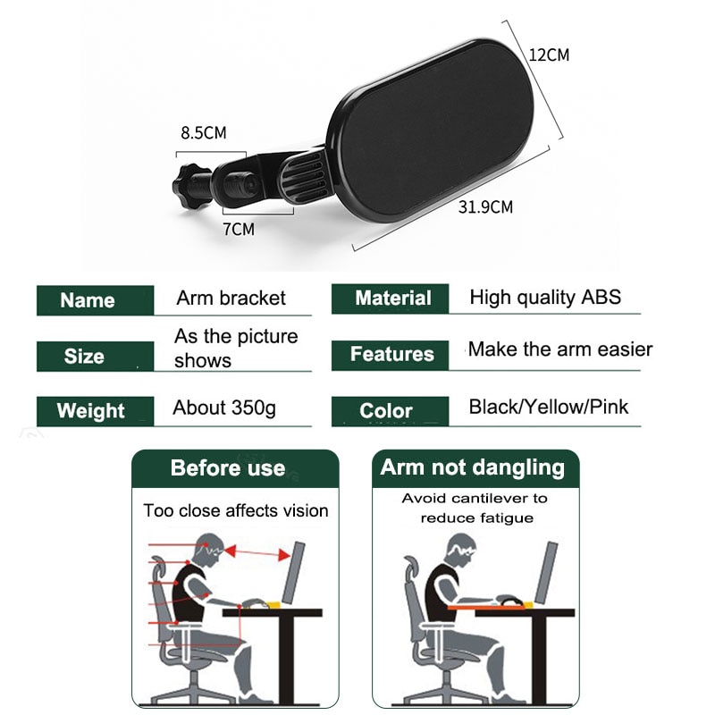 Roterende Computer Arm Support Ergonomische Verstelbare Pc Polssteun Extender Bureau Hand Beugel Schouder Pad Mount Kantoor Muismat