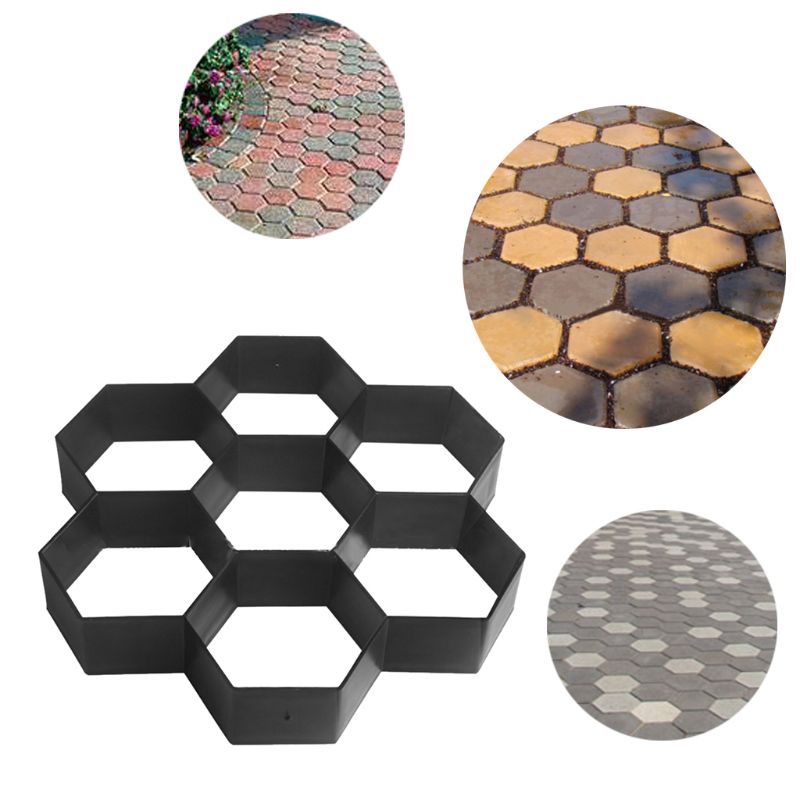 Hexagon DIY Plastic Pavement Concrete Stepping Driveway Paving Stone Path Mold Patio Maker Mould Paver Garden Decor