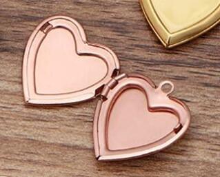 5 Stks/partij 22 Mm Hart Vorm Album Box Hanger Kan Open Foto Drijvende Medaillon Hanger Bedels Voor Diy Geheugen Ketting sieraden: Rose Gold