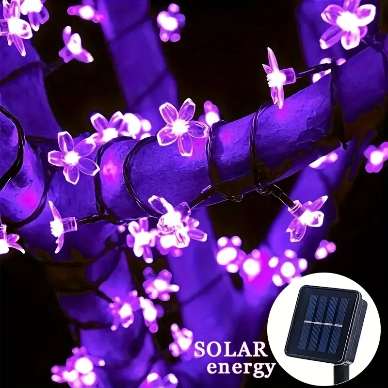 Luces solares de cerezo para jardín, guirnaldas de flores, luces de cadena, lámpara Solar impermeable para decoración navideña al aire libre: orange / 11-15 W