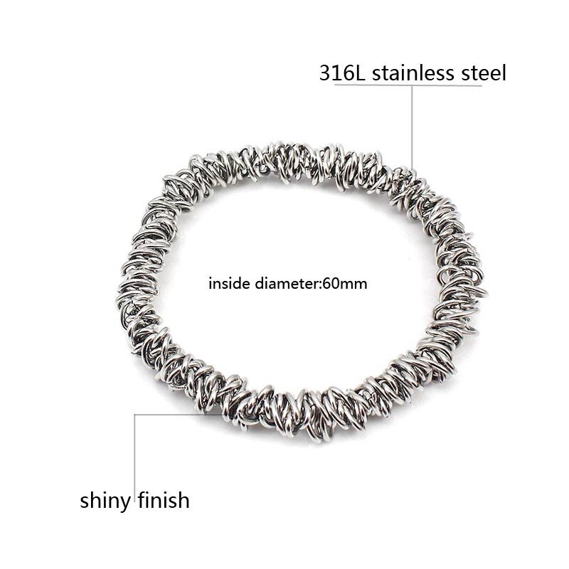 Making 316L stainless steel chain link silver metal charm stretch bracelet elastic stretchy bangle bracelets for women