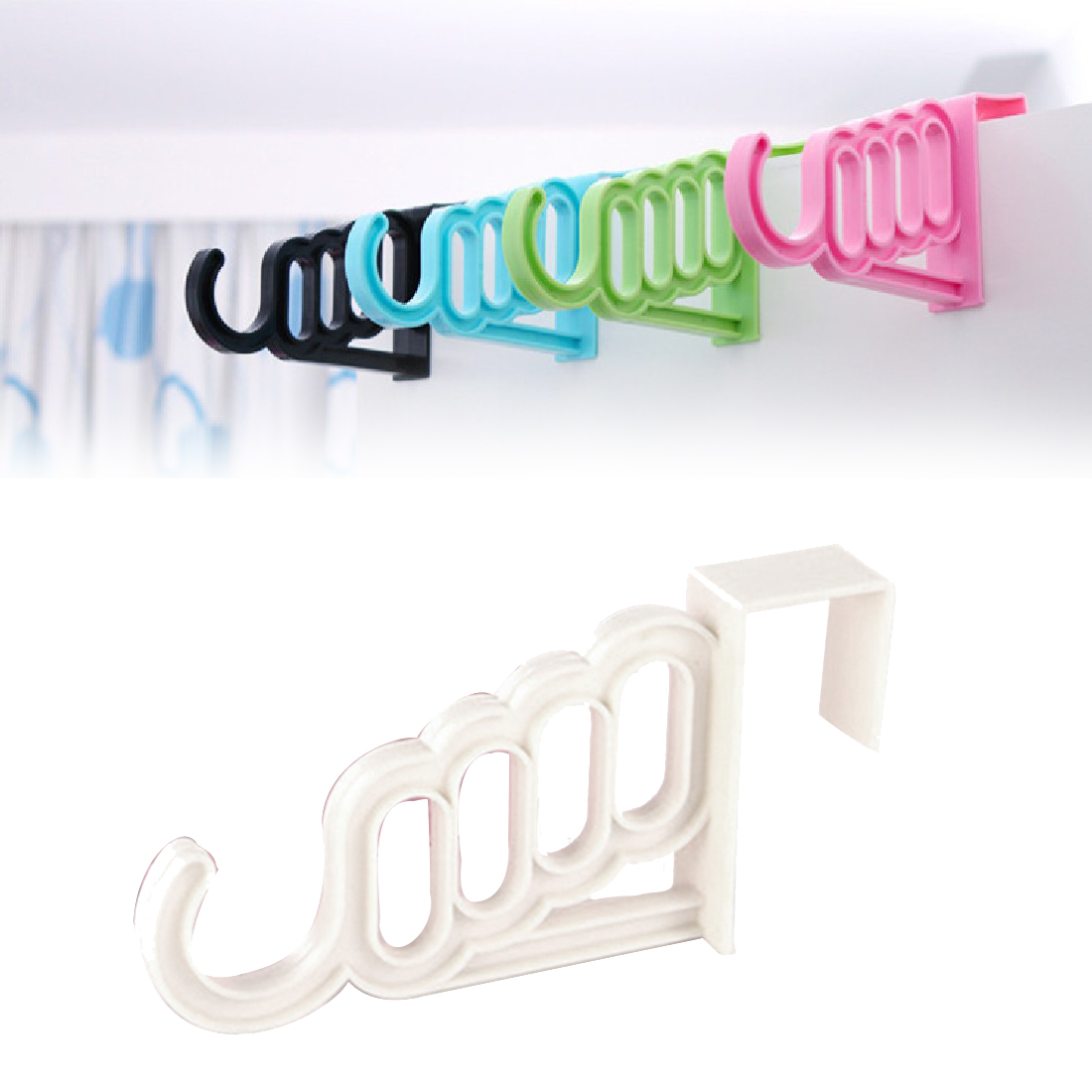 Multi-Function Home Accessories Foldable Clothes Hanger Drying Rack 5 Hole Suit Bathroom Door Plastic Organizer