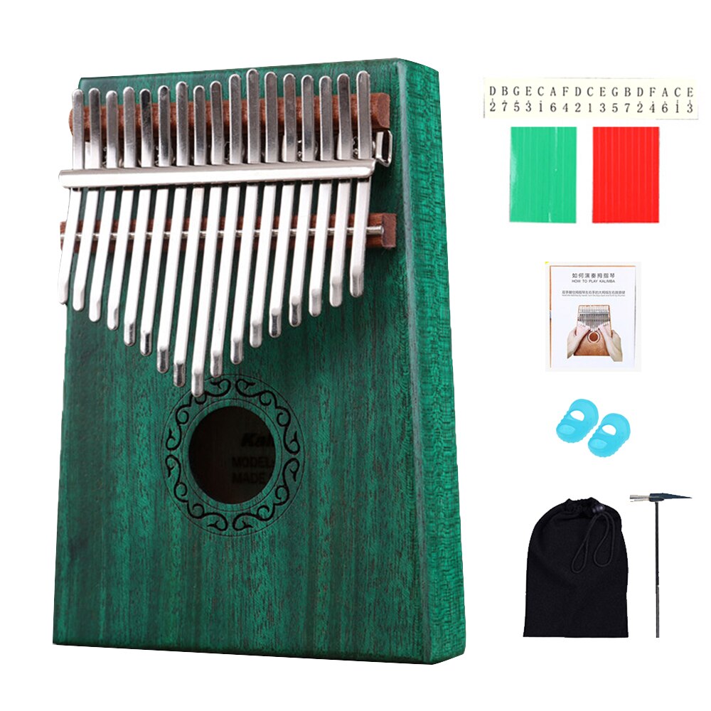 17 tangenter klavertræ mahogni krop musikinstrument med lærebog hammer til begyndere kalimba taske