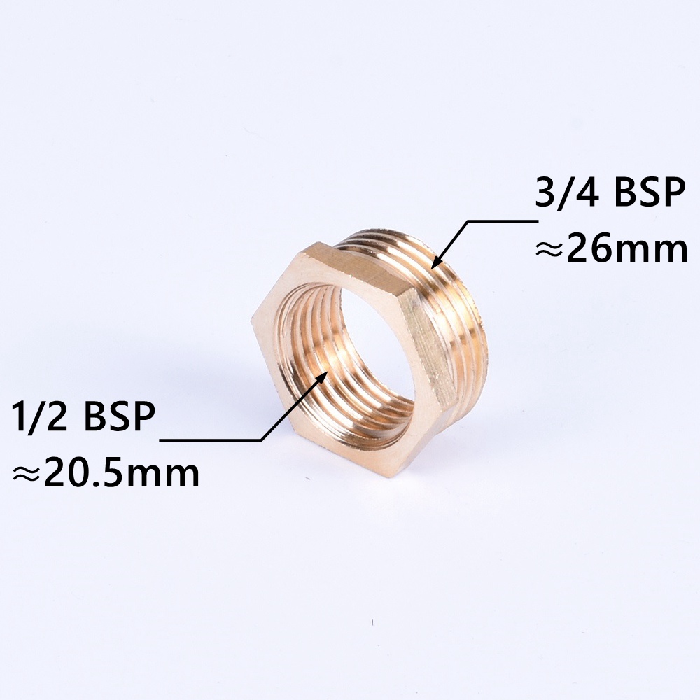 Encaixe de tubulação redutor de bucha hexagonal de latão 1/8 1/4 3/8 1/2 3/4 F para M com rosca reduzindo conector de acoplador de adaptador de gás de água de cobre: Grey