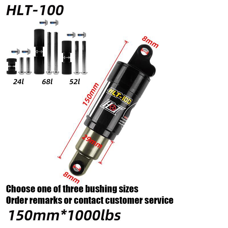 HLT-100 Bicycle Rear Shocks Fastace 125/150/165/185mm 850/1000 lbs Aluminum Alloy Oil Spring Shock for e-bike Snow Mountain Bike: 150mm 1000lbs
