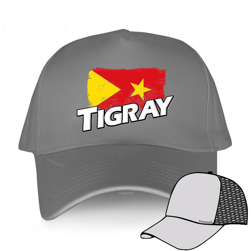 Tigray Region Flag Baseball Cap Hat Mens Black Sun Hip Hop Casual Boys Women Casquette Fish Outdoor Spring Bonnet: grey