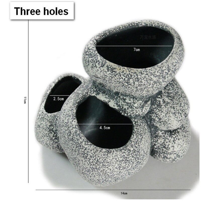 Ceramic pot Decoration Water plant grow pot Aquarium aquatic plant pot Ornament Decor Fish Tank Cichlid Stone Shrimp Breeding: 14x11cm