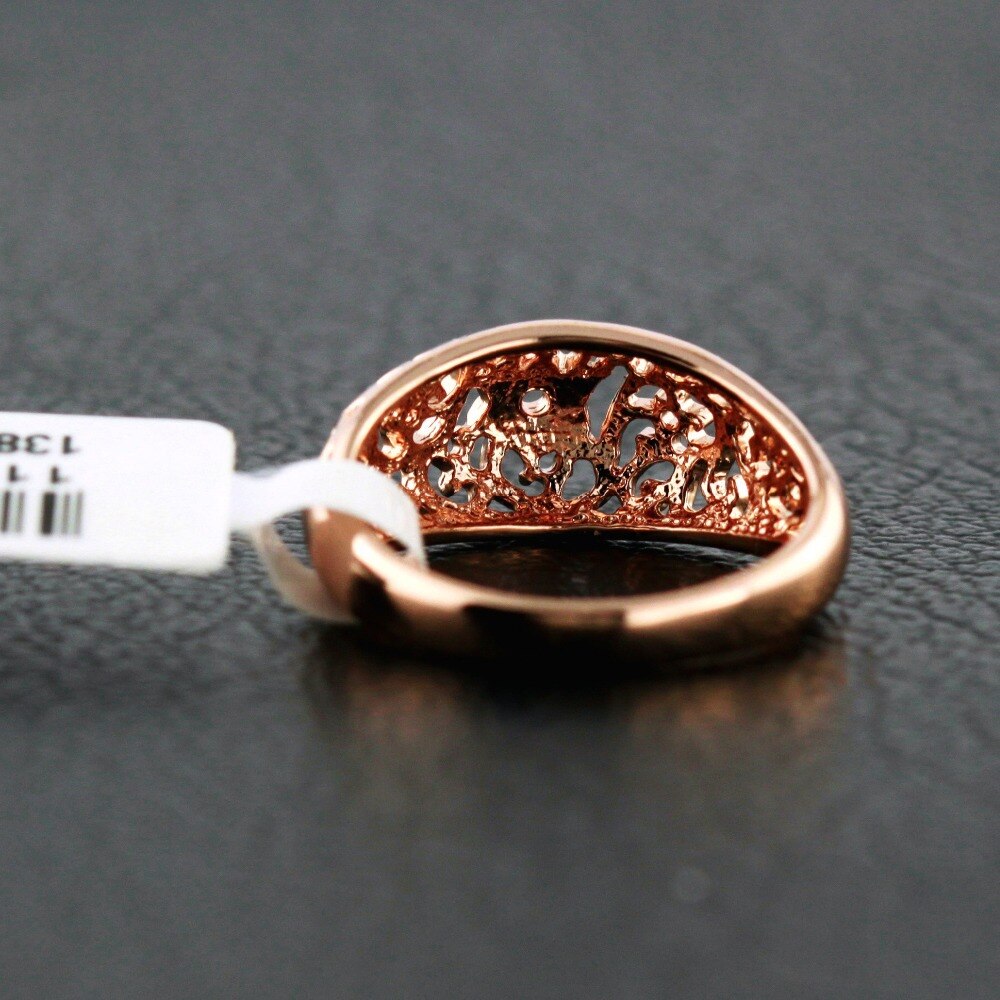 Vintage Mooie Bloem Uitholling Craft Ring Vrouwen Mode Rose Goud Kleur Sieraden