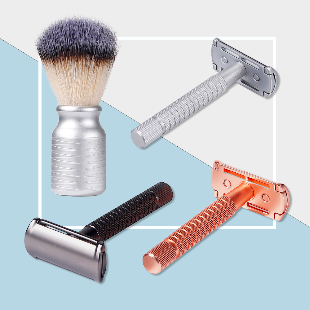 Maquinilla de afeitar de seguridad Whityle de doble filo, afeitadora Manual Popular en húmedo, herramienta de cuidado de afeitadora clásica para hombres y mujeres con 5 hojas de platino