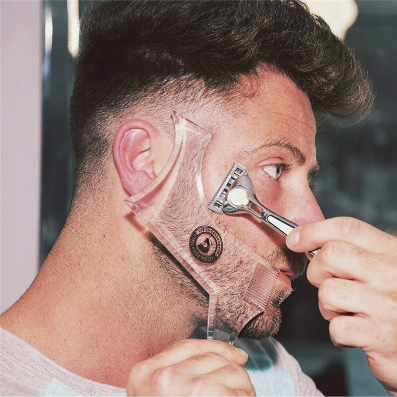 Peine de doble cara para hombres, plantilla para moldear la barba, peines para el bigote de apariencia para hombres, plantillas para moldear, herramienta de belleza para recortar la barba