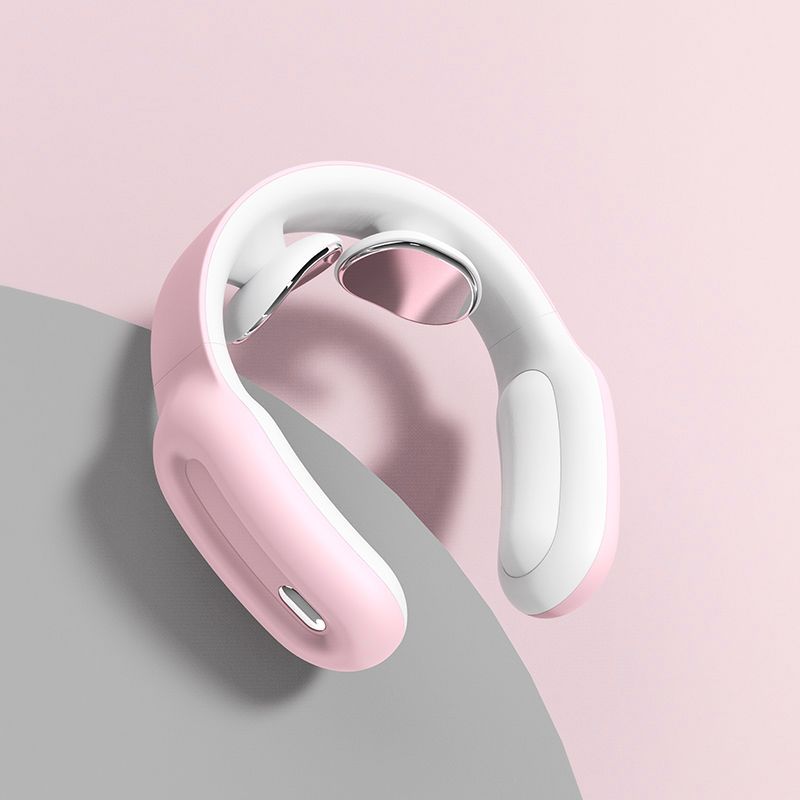 Smart Electric Neck Shoulder Massager Pain Relief Tool Health Care Relaxation Cervical Vertebra Physiotherapy Heating Massager: Pink