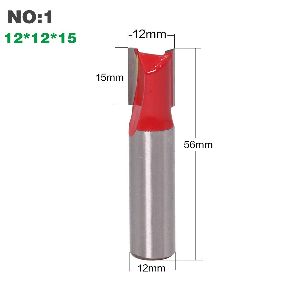 1pc 12mm Shank Double Flute Straight Bit Milling Cutter for Wood Tungsten Carbide Router Bit Woodwork Tool: NO 1