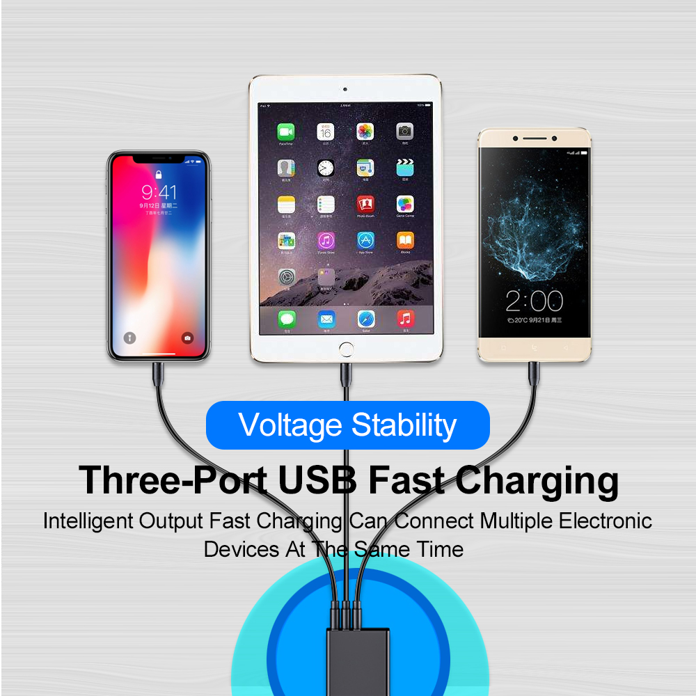Usb Charger Led Digitale Display Voor Iphone11 7 8 Samsung S8 S9 S10 Plus Eu Ons Uk 3 Port Usb mobiele Telefoon Oplader Adapter