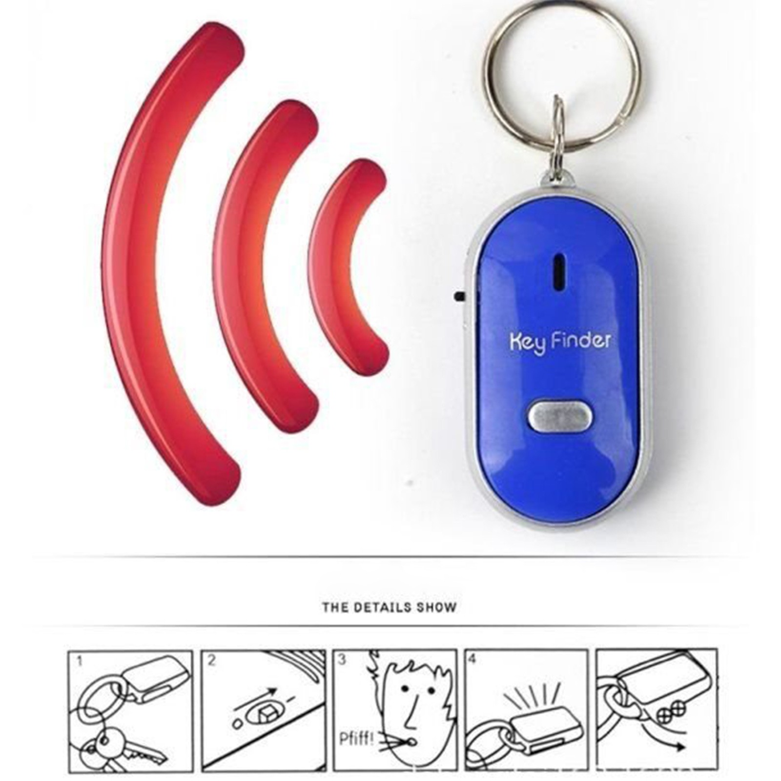LED Key Finder Anti-Lost Locator Keychain Whistle Sound Control Locator Mini Portable Anti-lost Device Keychain